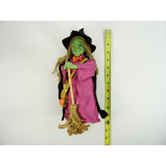 Halloween Vintage Witch Paper Mache Green Skin Tabletop Statue Figurine Big V - Picture 9 of 12